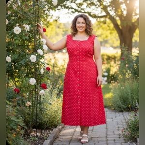 Sheri Martin New York Red Polka Dot Plus Dress Sz 18W